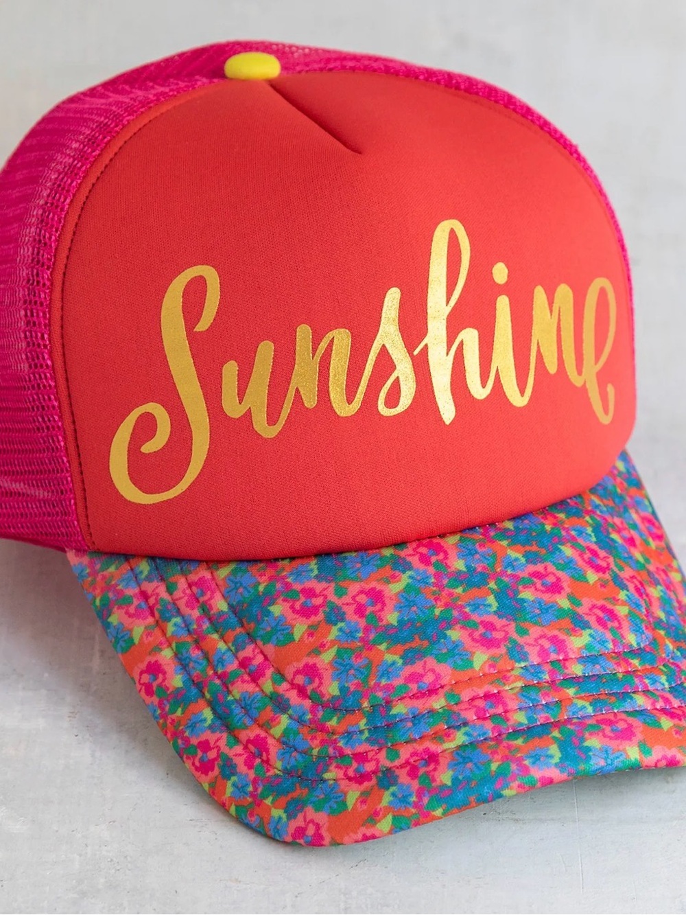New Natural Life Sunshine Pink Adjustable Vented Mesh Trucker Hat